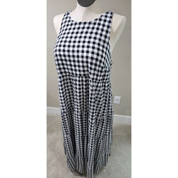 Torrid Black & White Gingham Sleeveless Maxi Dress With Bow Tie Back - Picture 12 of 13
